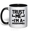 Mug with a colored handle Trust me i'm a programmer black фото