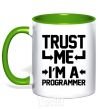 Mug with a colored handle Trust me i'm a programmer kelly-green фото