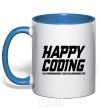 Чашка с цветной ручкой Happy coding Ярко-синий фото