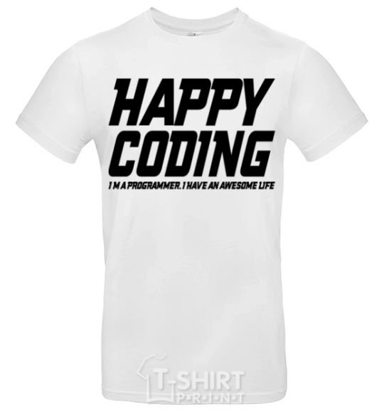 Мужская футболка Happy coding Белый фото