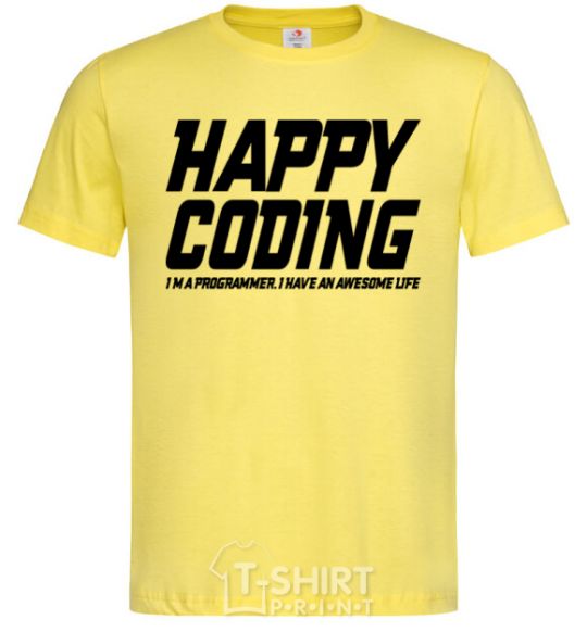 Men's T-Shirt Happy coding cornsilk фото