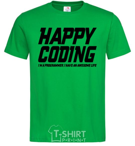 Мужская футболка Happy coding Зеленый фото