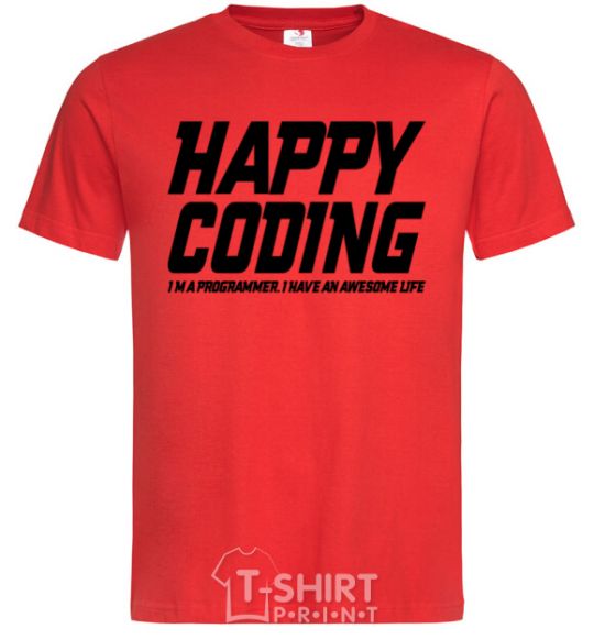 Men's T-Shirt Happy coding red фото