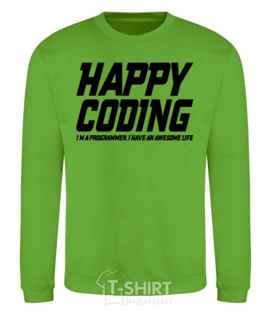 Свитшот Happy coding Лаймовый фото