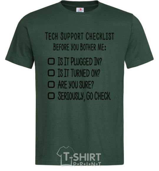 Men's T-Shirt Tech support checklist bottle-green фото