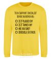 Sweatshirt Tech support checklist yellow фото