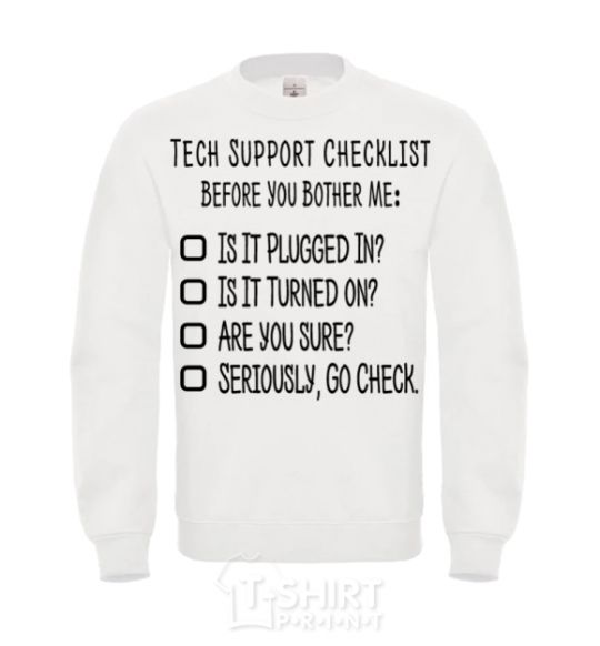 Sweatshirt Tech support checklist White фото