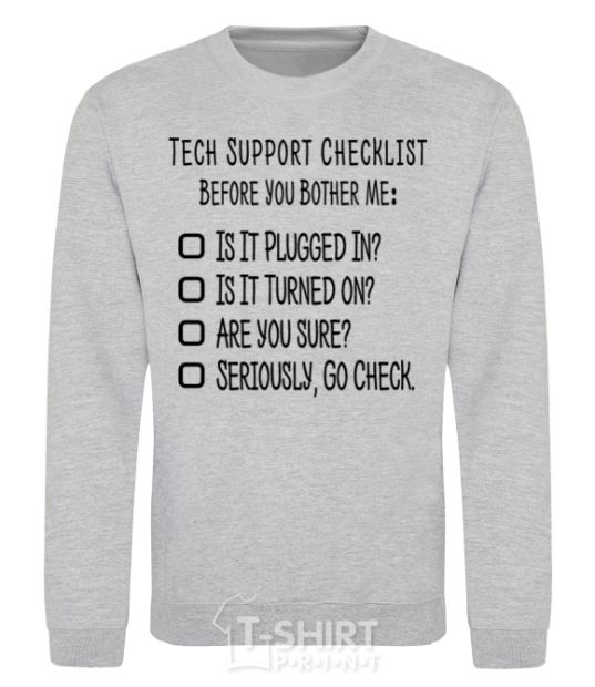 Sweatshirt Tech support checklist sport-grey фото