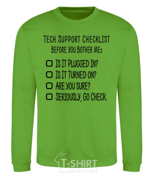 Sweatshirt Tech support checklist orchid-green фото