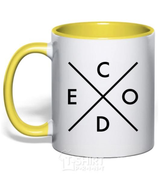 Mug with a colored handle C o d e yellow фото