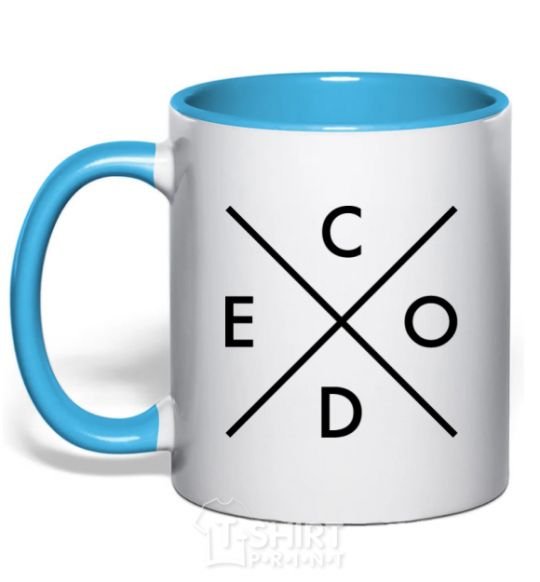 Mug with a colored handle C o d e sky-blue фото