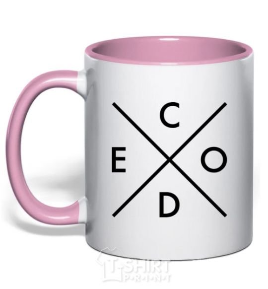 Mug with a colored handle C o d e light-pink фото