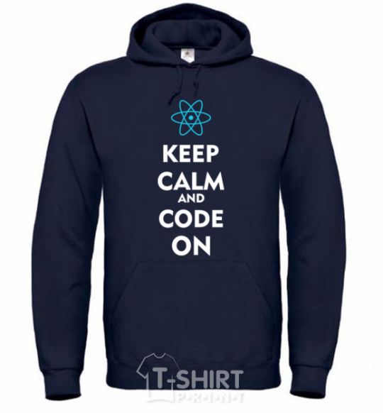 Мужская толстовка (худи) Keep calm and code on Темно-синий фото