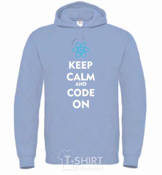 Мужская толстовка (худи) Keep calm and code on Голубой фото