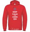 Мужская толстовка (худи) Keep calm and code on Ярко-красный фото