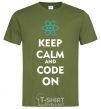 Мужская футболка Keep calm and code on Оливковый фото