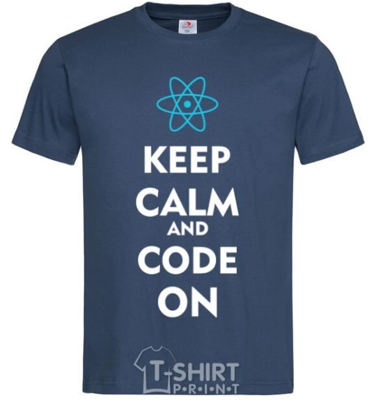 Мужская футболка Keep calm and code on Темно-синий фото