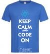 Мужская футболка Keep calm and code on Ярко-синий фото