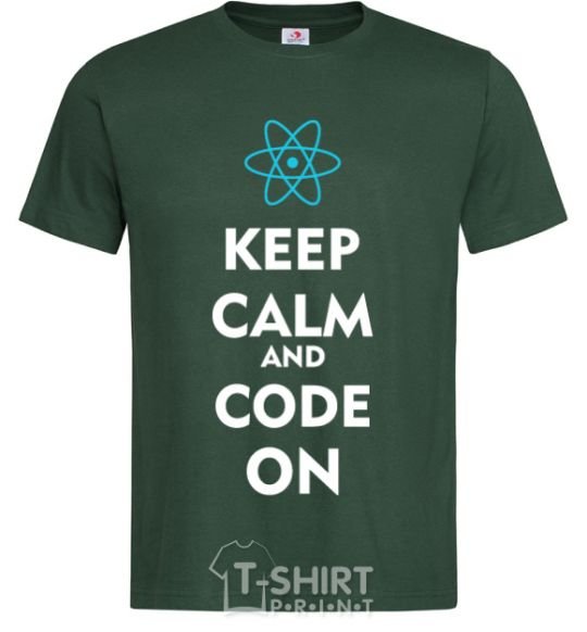 Мужская футболка Keep calm and code on Темно-зеленый фото
