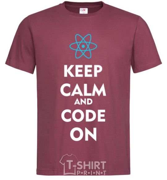 Men's T-Shirt Keep calm and code on burgundy фото