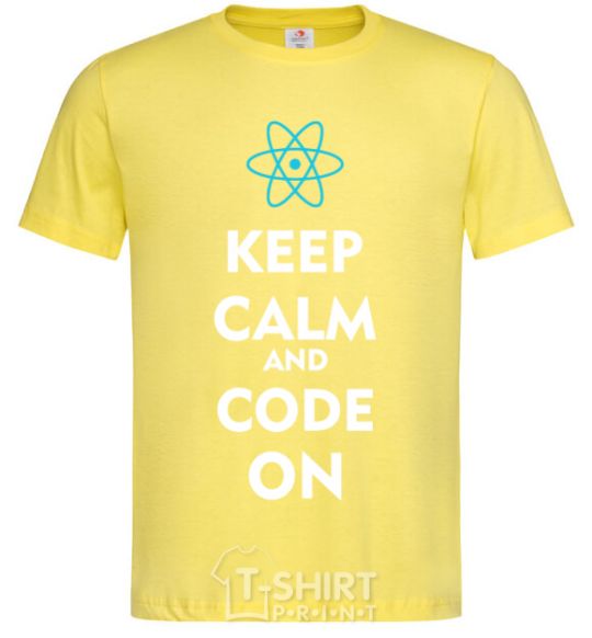 Мужская футболка Keep calm and code on Лимонный фото
