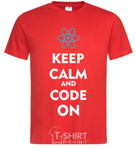 Мужская футболка Keep calm and code on Красный фото