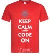 Men's T-Shirt Keep calm and code on red фото