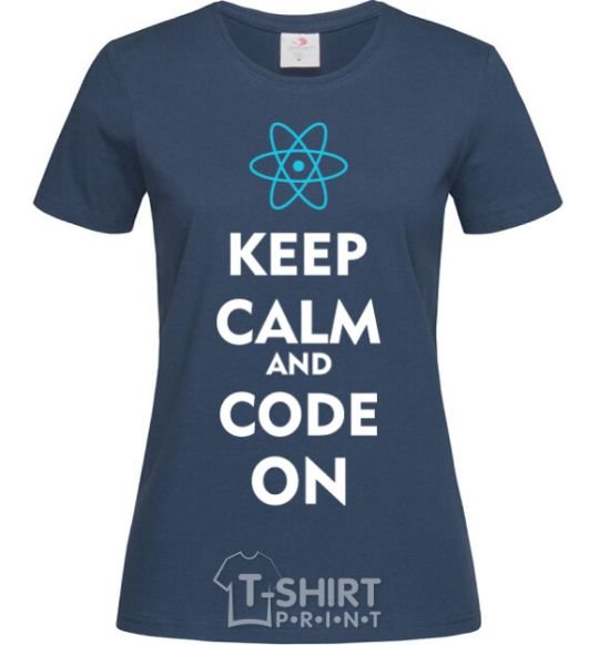 Women's T-shirt Keep calm and code on navy-blue фото