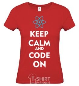 Women's T-shirt Keep calm and code on red фото