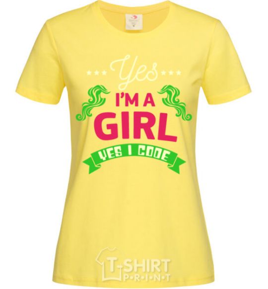 Women's T-shirt Yes i'm a girl yes i code cornsilk фото