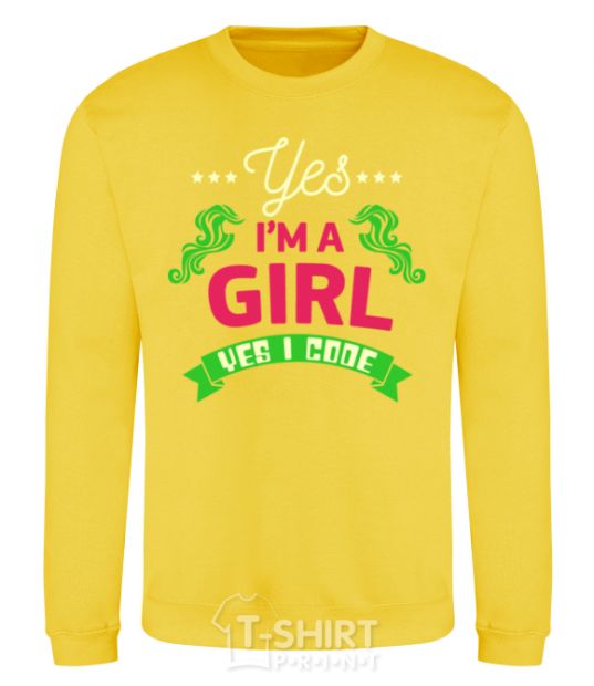 Sweatshirt Yes i'm a girl yes i code yellow фото