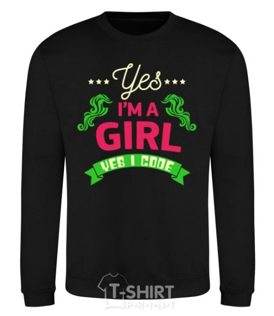 Sweatshirt Yes i'm a girl yes i code black фото