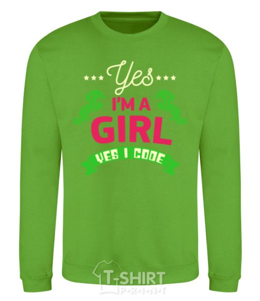 Sweatshirt Yes i'm a girl yes i code orchid-green фото