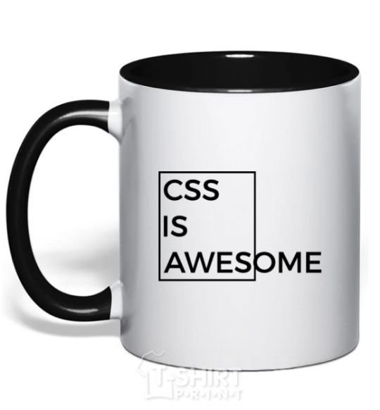 Mug with a colored handle Css is awesome black фото