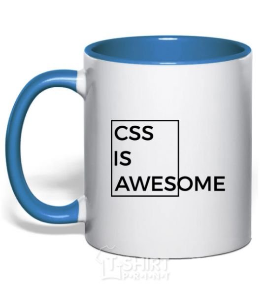 Чашка с цветной ручкой Css is awesome Ярко-синий фото