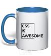 Mug with a colored handle Css is awesome royal-blue фото