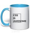 Mug with a colored handle Css is awesome sky-blue фото