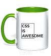 Mug with a colored handle Css is awesome kelly-green фото