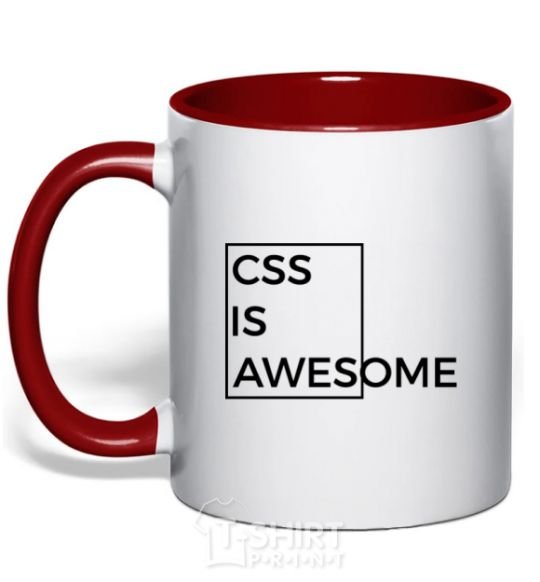 Mug with a colored handle Css is awesome red фото