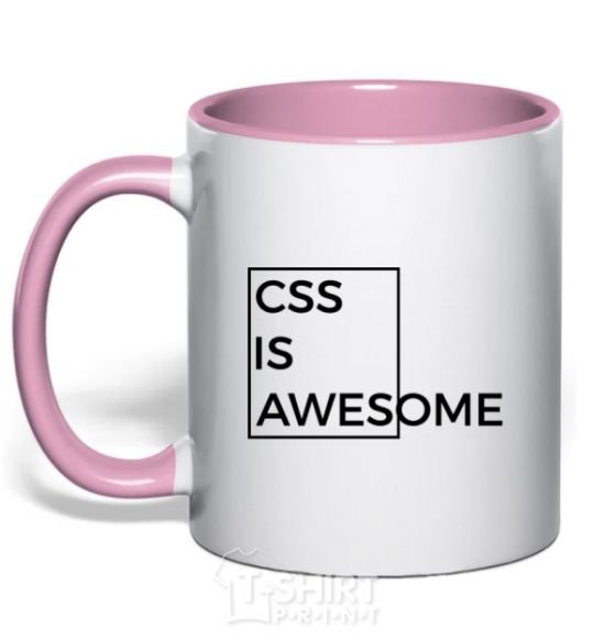 Mug with a colored handle Css is awesome light-pink фото