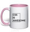 Mug with a colored handle Css is awesome light-pink фото