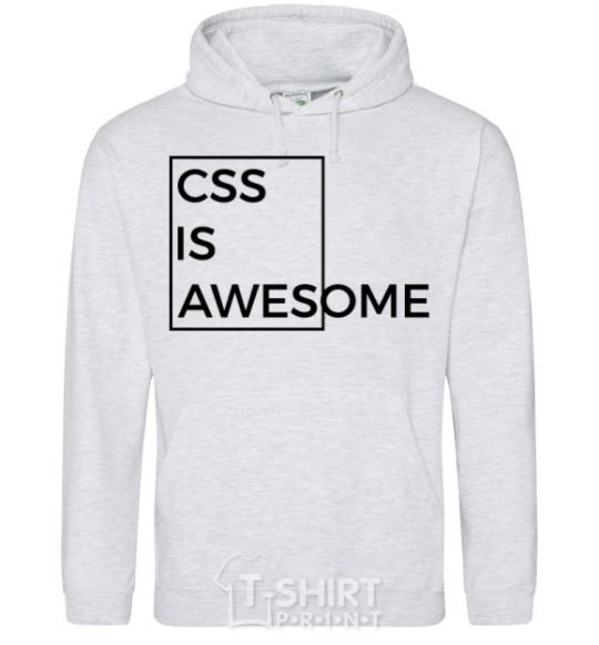 Мужская толстовка (худи) Css is awesome Серый меланж фото