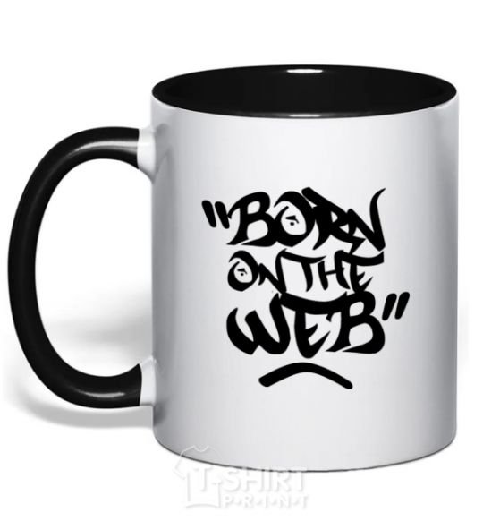 Чашка с цветной ручкой Born on the web Черный фото