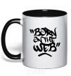 Mug with a colored handle Born on the web black фото