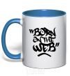 Mug with a colored handle Born on the web royal-blue фото