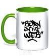 Mug with a colored handle Born on the web kelly-green фото