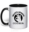 Mug with a colored handle World's okayest coder black фото