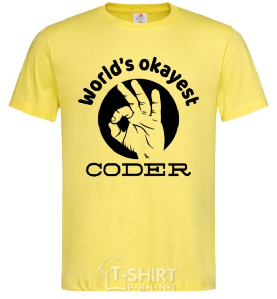 Men's T-Shirt World's okayest coder cornsilk фото