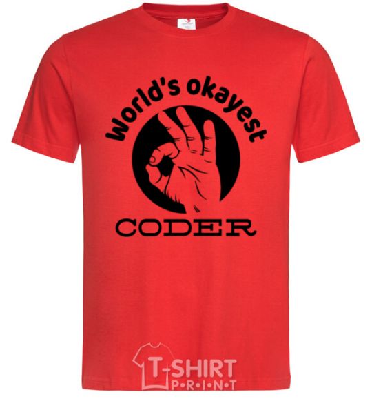 Men's T-Shirt World's okayest coder red фото