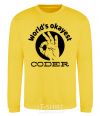 Sweatshirt World's okayest coder yellow фото
